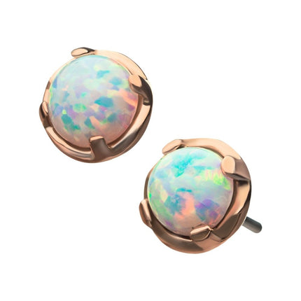 Invictus 14Kt Rose Gold Threadless Prong Set White Opal Top