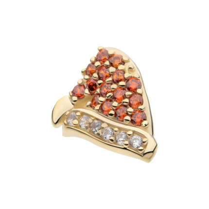 Invictus 14Kt Yellow Gold Threadless Pave Set Garnet & Clear Gem Santa Hat Top