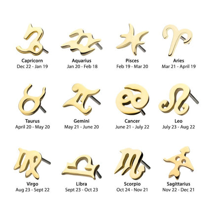 Invictus 14Kt Yellow Gold Threadless Zodiac Sign Tops