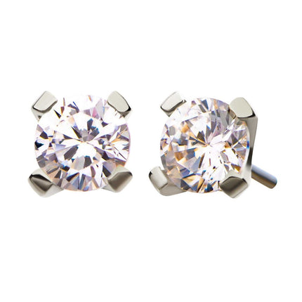 Invictus 14Kt White Gold Threadless with Prong Set Round CZ Top