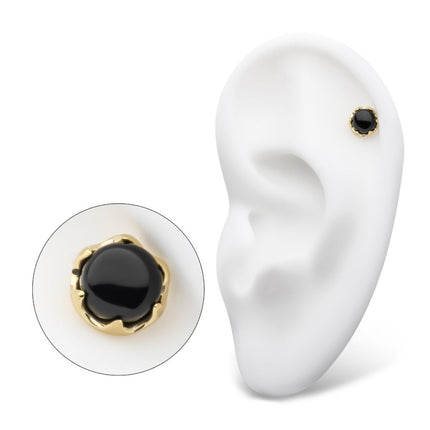 Invictus 14Kt Gold Threadless 6 Prong Black Onyx Top