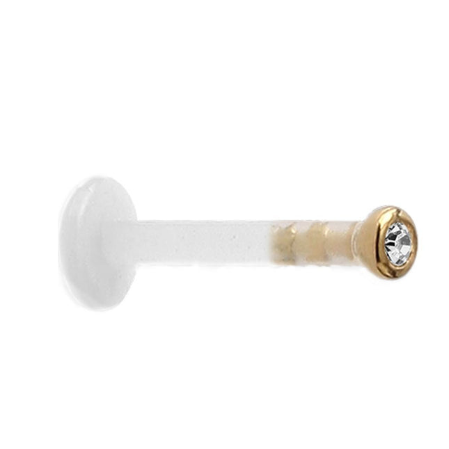 18ct Gold Bioplast Cup Set Labret Studs 8mm / 3mm