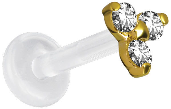 18ct Gold Jewelled Trinity Bioplast Labret