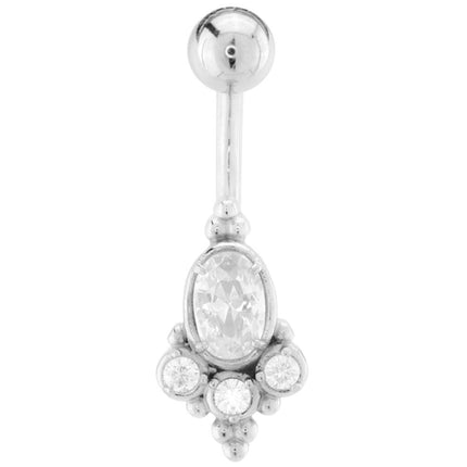 Steel Jewelled Bead Cluster Navel in Silver and Gold colours