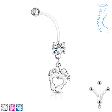 Bio Flex Double Jewelled Baby Feet Navel Pink