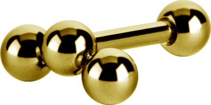 Surgical Steel PVD Triple Ball Micro Barbell in Black, Bright Gold and Silver