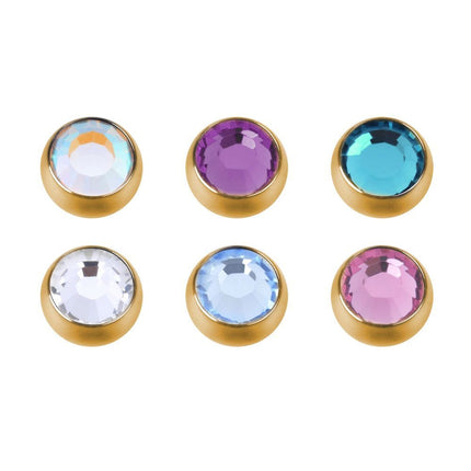 Bright Gold Screw on Jewelled Balls