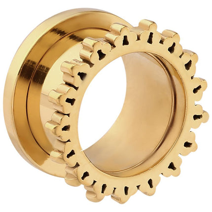 Bright Gold PVD Ornate Sun Threaded Tunnel