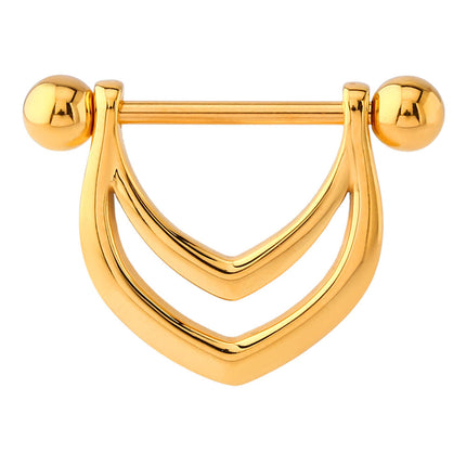 V Nipple Shield Barbell in Silver, Gold, Black & Rose Gold
