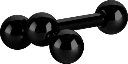 Surgical Steel PVD Triple Ball Micro Barbell in Black, Bright Gold and Silver