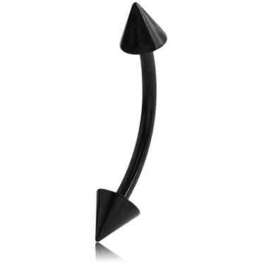 Black PVD Coated Surgical Stainless Steel Curved Micro Barbell With Cones