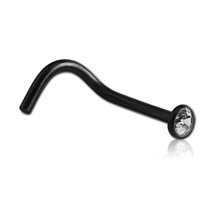 Black Steel CZ Nose Stud