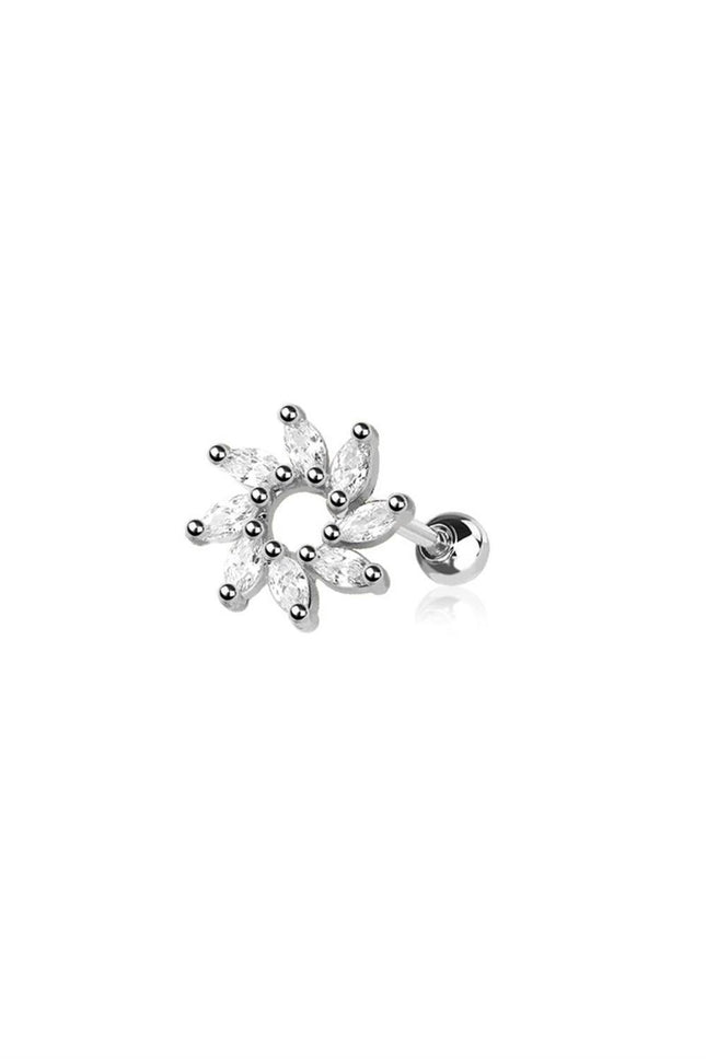 Elstern Gold colour CZ prong spiral sun marquise gem top 316l surgical steel cartilage