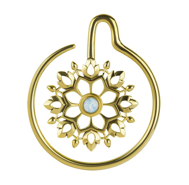 Ornate Brass Opal Ear Weight Hanger