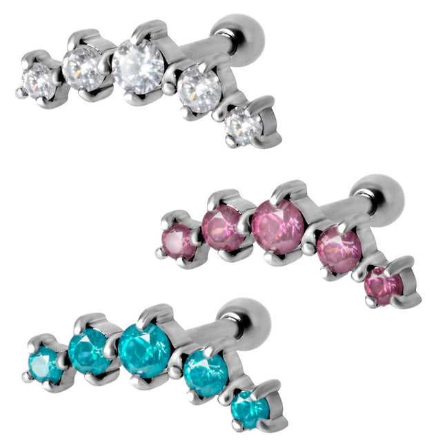 Steel Prong Set 5 Jewelled Barbell