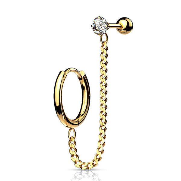 Steel Jewelled Barbell with Chain Linked Hoop
