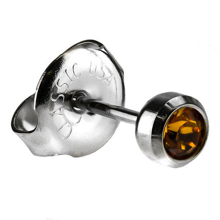 White Stainless Bezelset Birthstone Regular