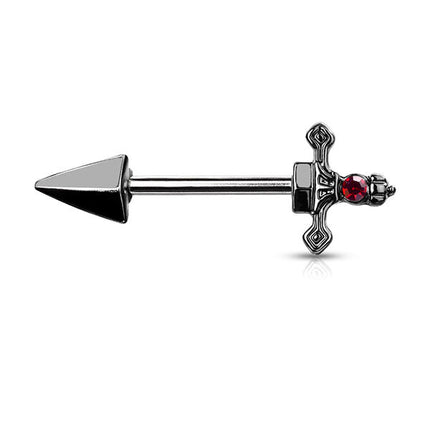 Steel Jewelled Dagger Nipple Barbell