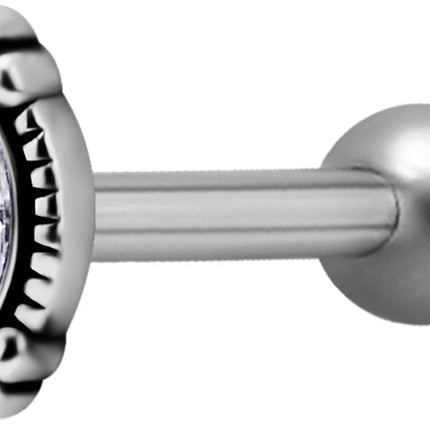 Surgical Steel Internally Threaded Antique Jewelled Marquise Micro Barbell