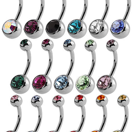 Steel Basicline Double Jewelled Navel Bananabells