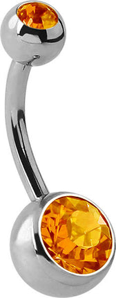 Steel Basicline Double Jewelled Navel Bananabells