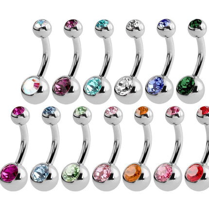 Steel Basicline Double Mini Jewelled Navel Bananabells