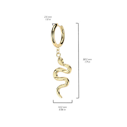 Pair of Snake Dangle 316L Stainless Steel Hoop Earrings