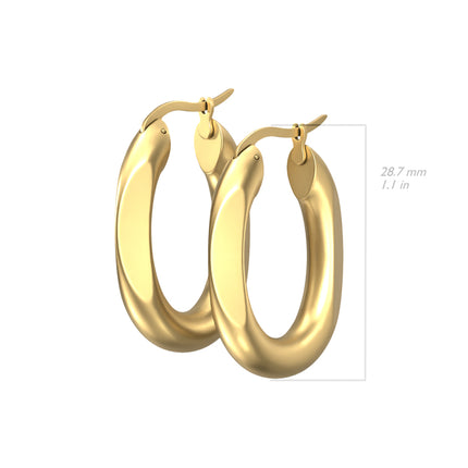 Pair Stainless Steel Oval Hoop Earrings