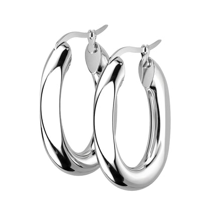 Pair Stainless Steel Oval Hoop Earrings