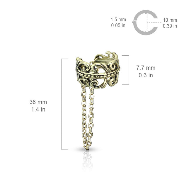 Non Piercing Ear Cuff Celtic Heart Chain Linked