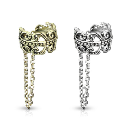Non Piercing Ear Cuff Celtic Heart Chain Linked