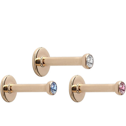 14ct Gold Internally Threaded Micro Jewelled Labret