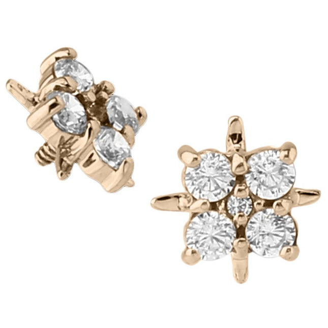 14k Yellow Gold or 14k Rose Gold Internally Threaded Jewelled Cluster