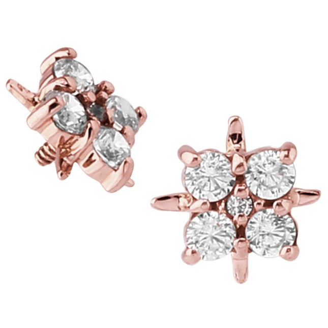 14k Yellow Gold or 14k Rose Gold Internally Threaded Jewelled Cluster