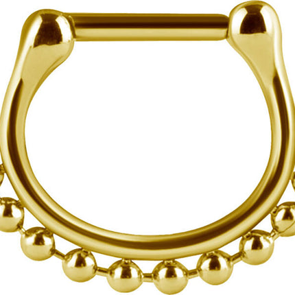 Septum Clicker Beaded Chain in Surgical Steel or Bright Gold