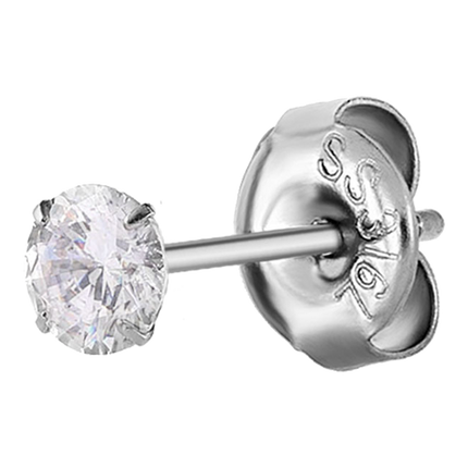 Prong Set Round 2.5mm Jewelled Ear Studs in Silver, Gold, Black & Rose Gold