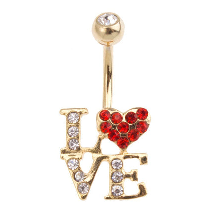 Gold Plated Jewelled Love Navel
