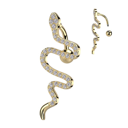 Top Drop Clear Crystal Jewelled Snake Navel