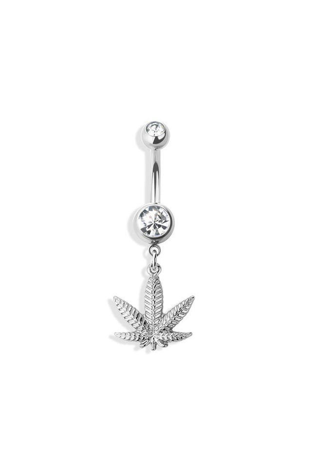Elstern Marijuana dangle 316l surgical steel navel ring