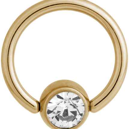 Titanium Zirconline Flat Back Jewelled Ball Closure Ring