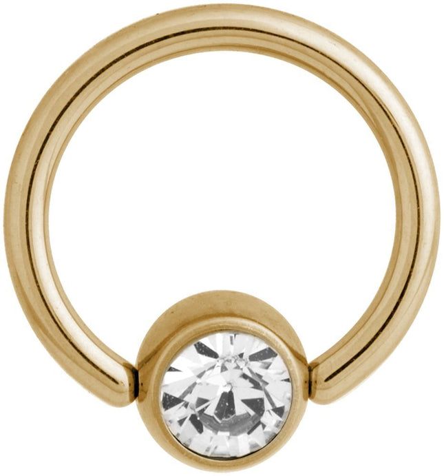 Titanium Zirconline Flat Back Jewelled Ball Closure Ring
