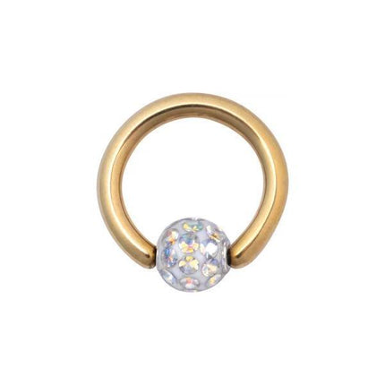 Titanium Zirconline Multi Jewelled Sealed Ball Closure Ring