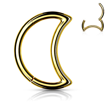 316L Surgical Steel Hinged Segment Hoop Ring With Beaded Ball Line Gold & Silver Colours