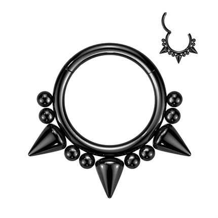 Hinged Segment Hoop Ring With 3 Spikes and Balls