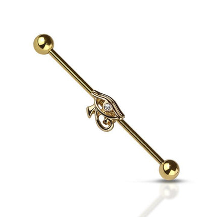 Horus eye with gem 316l surgical steel industrial barbell