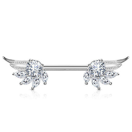 Prongset Jewelled Angel Wing Nipple Barbell