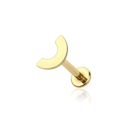 Gold plated curved bar top internally threaded 316l surgical steel labret/monroe/cartilage studs