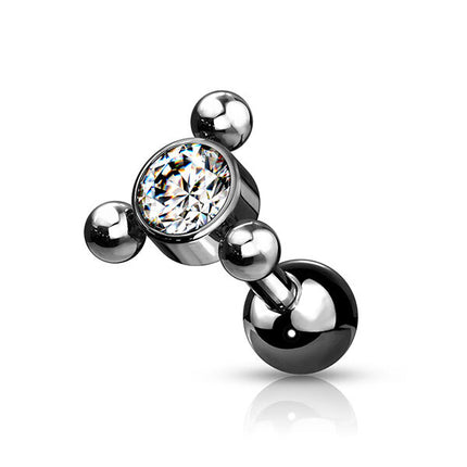 Steel Multi Bead Cluster Jewelled Barbell 01