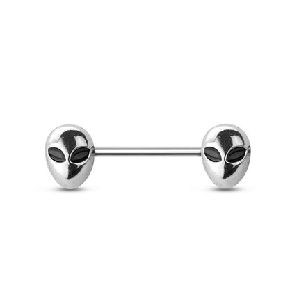 Alien face 316l surgical steel nipple bar