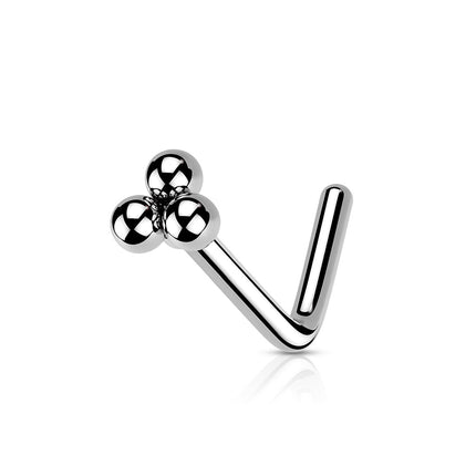 Elstern Triangular Ball Cluster Dog Leg Nose Stud